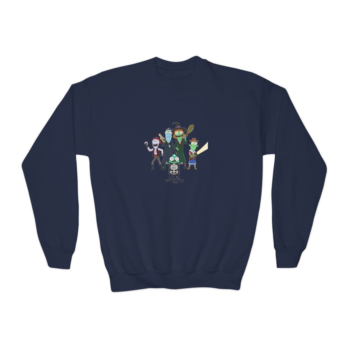Solar Opposites Halloween Fleece Crewneck Kids Sweatshirt - alternate angle 2, merchandise